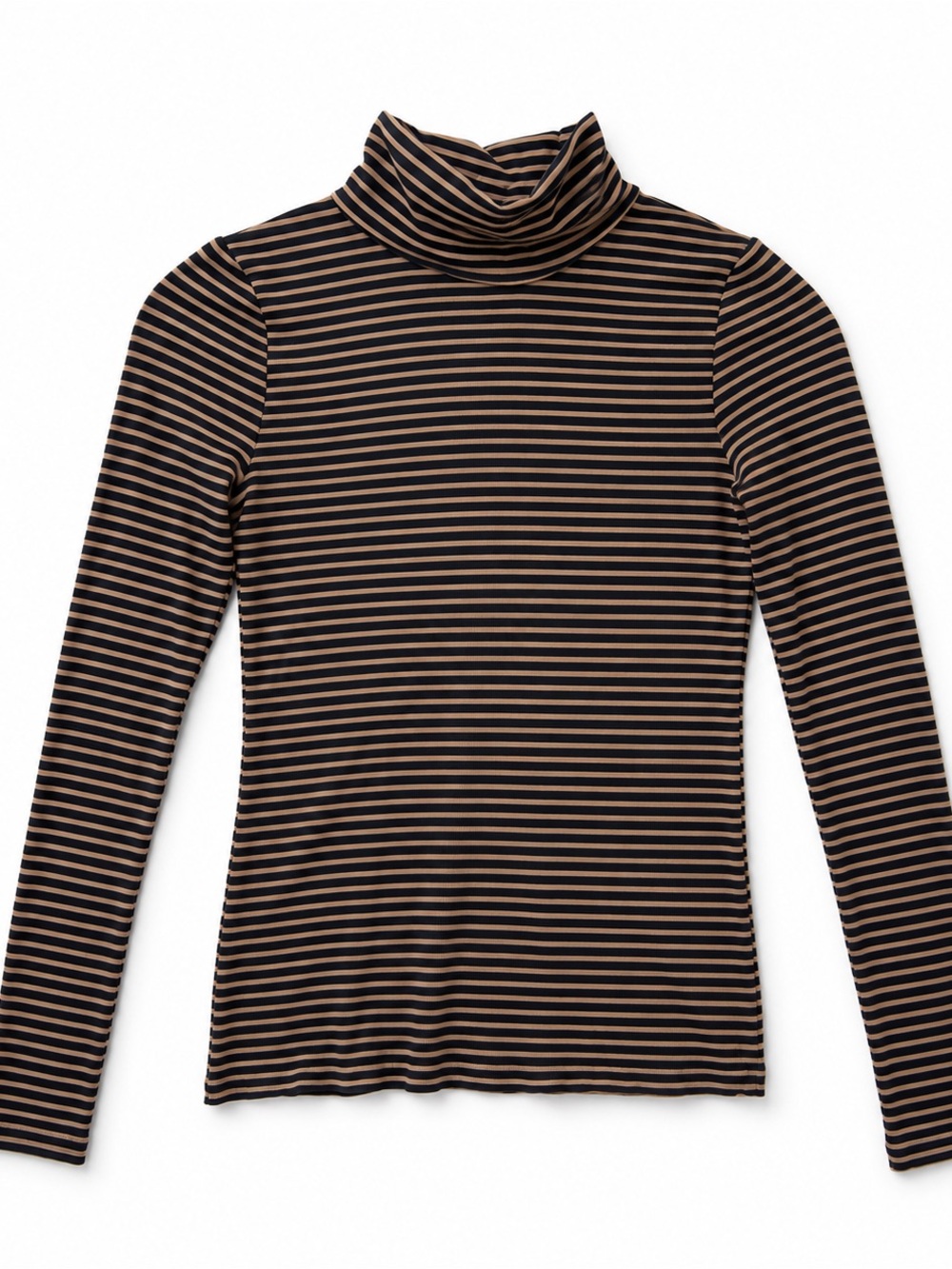J. Crew Tissue turtleneck in stripe Navy and camel top xs